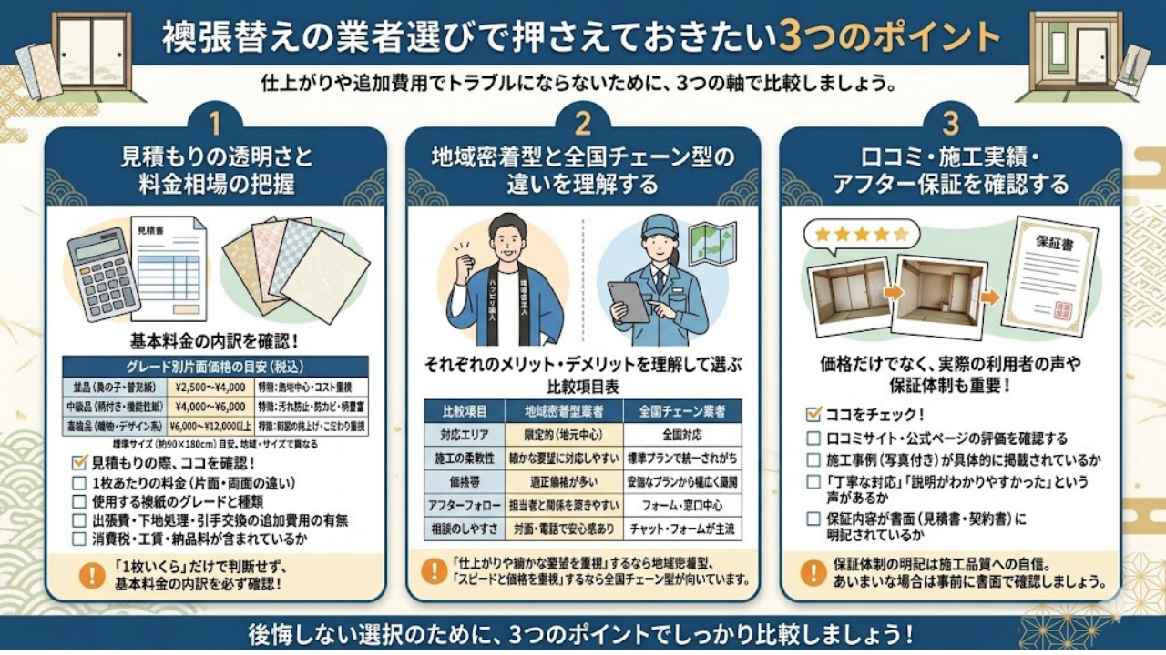 襖張替えの業者選びで押さえておきたい3つのポイント