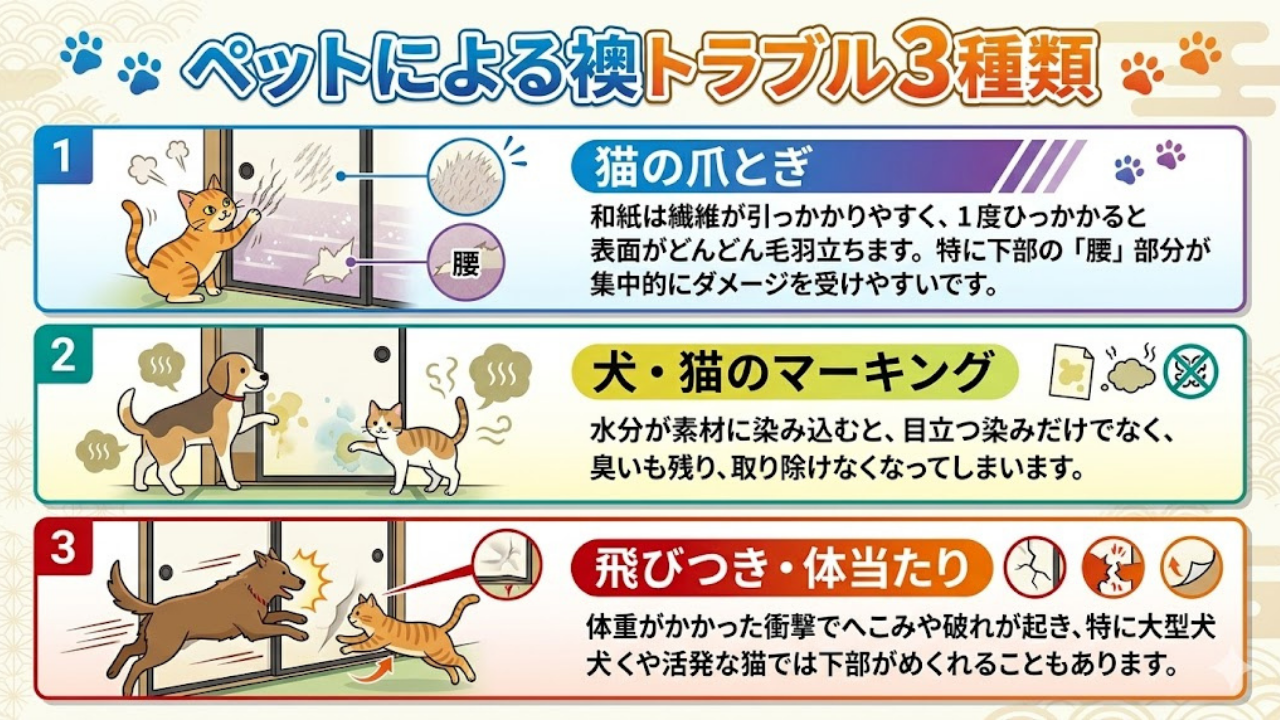 ペットによる襖トラブル3種類