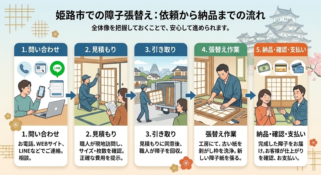 姫路市での障子張替え：依頼から納品までの流れ